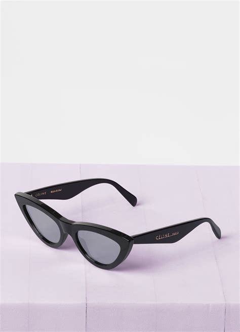 Céline Black Cat Eye Sunglasses In Acetate With Mirror Lenses Black