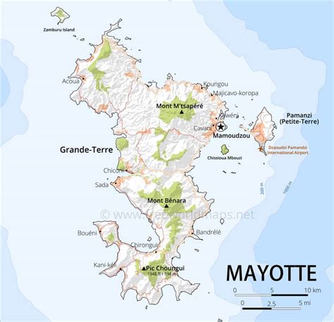 Mayotte Map Geographical Features Of Mayotte Of The Caribbean