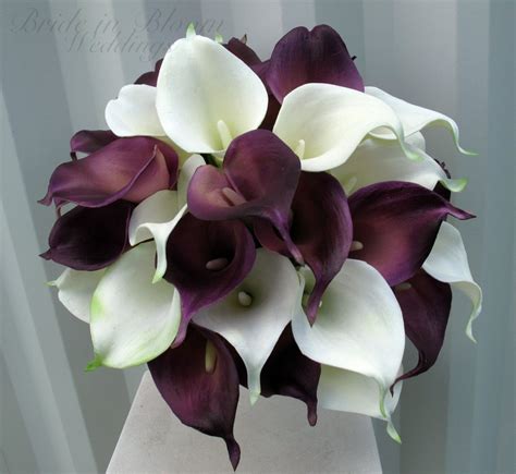 Plum Calla Lily Wedding Bouquet Bridal Bouquet Real Touch Etsy White