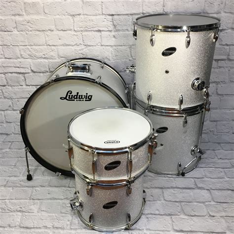 Ludwig Accent Combo 5 Piece Drum Kit Silver Sparkle Evolution Music