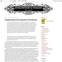 The autopoiesis of architecture is a spectacular intellectual achievement, and a very rare elaboration of a systematic, comprehensive, and unified theory for contemporary architecture. Parametricism - DIGITAL | Pearltrees