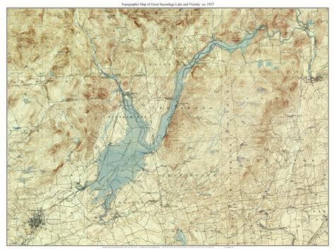 Great Sacandaga Lake And Vicinity 1937 Custom Usgs Old Topo Map New