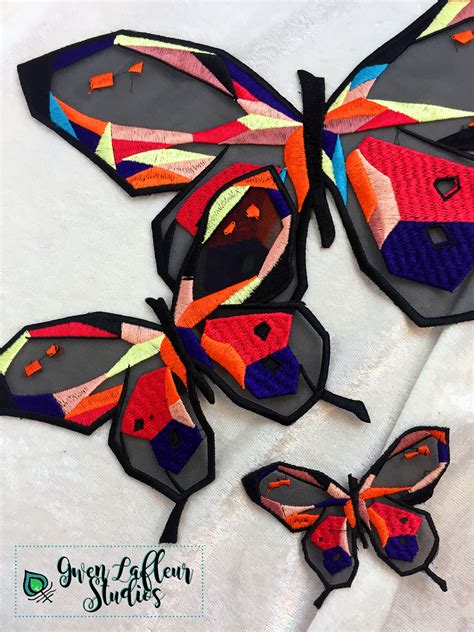 Modern Embroidered Butterfly Appliques Gwen Lafleur Studios