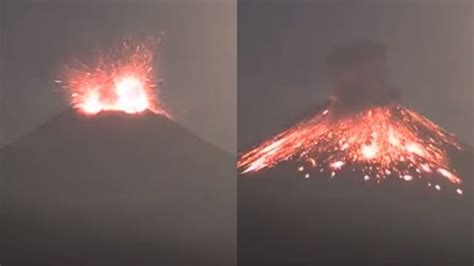 Volcán Popocatépetl Captan Explosión Con Salida De Materiales
