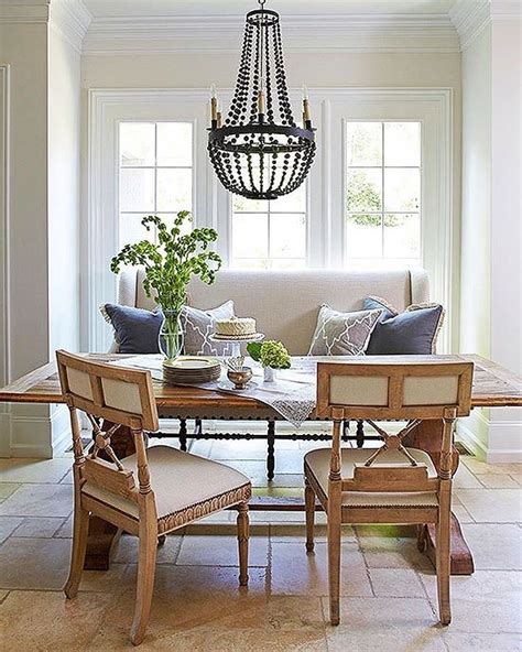 Love This Breakfast Nook With A Pretty Chandelier And A Settee Elegant