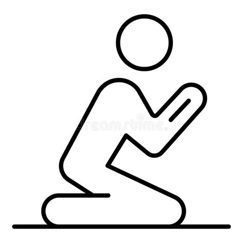 A Man Praying On His Knees Icon Color Outline Vector Stock Vector
