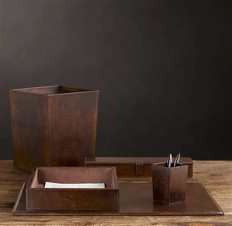 Artisan Leather Desk Accessories Chocolate