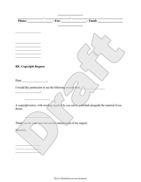 Free Copyright Request Template And Faqs Rocket Lawyer