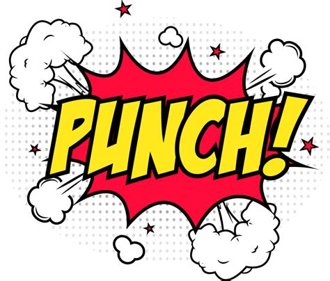 Punch Comic Explosion With Red And Yellow Colors Fighting Text Comic