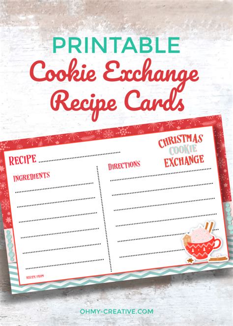 Free Printable Cookie Exchange Recipe Cards Oh My Creative