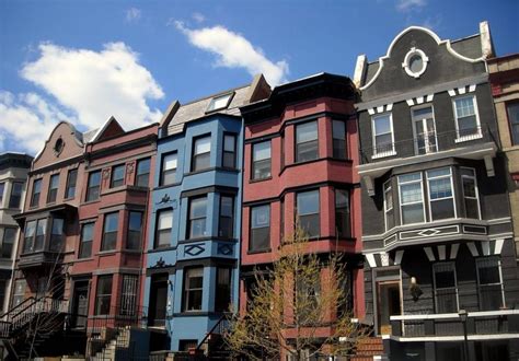 Row houses are a traditional way of residential architecture, especially in big cities. Photo of row houses