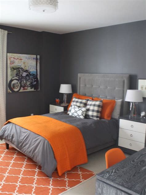 grey orange bedroom ideas  pinterest grey  orange