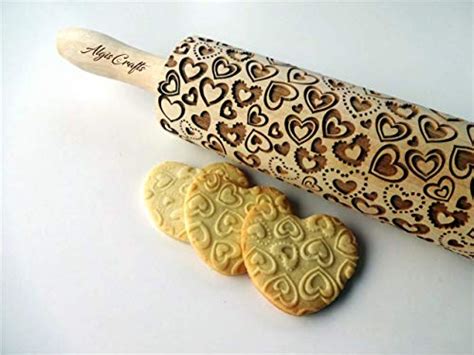 Hearts Embossing Rolling Pin Laser Cut Embossed Dough Roller With