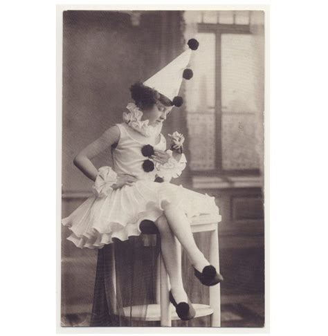 Pretty Girl Clown Pierrot Carnival Costume Photo Rppc1920s Carnival Costumes Costumes Carnival