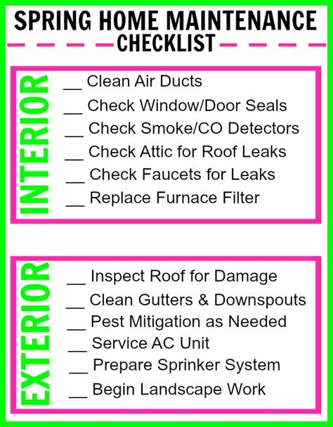 Spring Home Maintenance Checklist Find A Free Printable