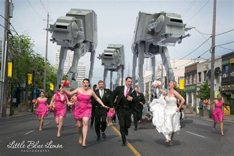 Bridal Party Being Chased Through The Streets By Angry Mob Of At At Walkers