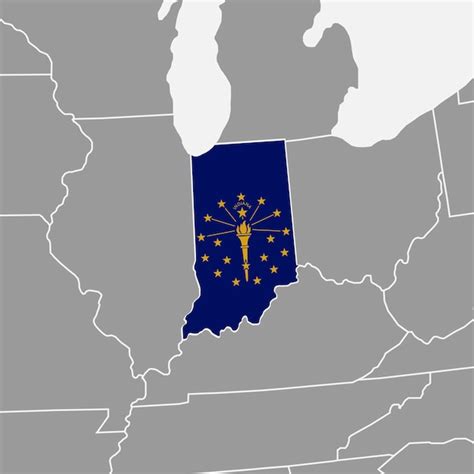 Premium Vector Indiana State Map With Flag Vector Illustration