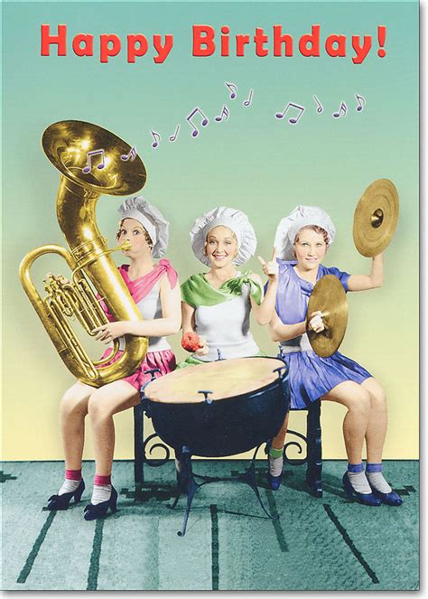 Women Playing Instruments Funny Birthday Card Greeting