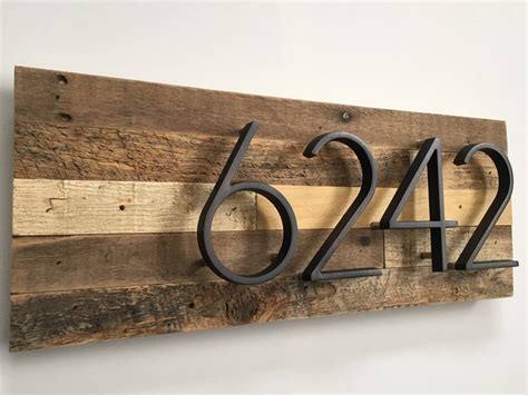 House Numbers Sign Custom Rustic Modern Wood Metal Floating