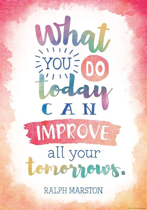 What You Do Today Can Improve All Your Tomorrows Positive Poster Inspirational Quotes For