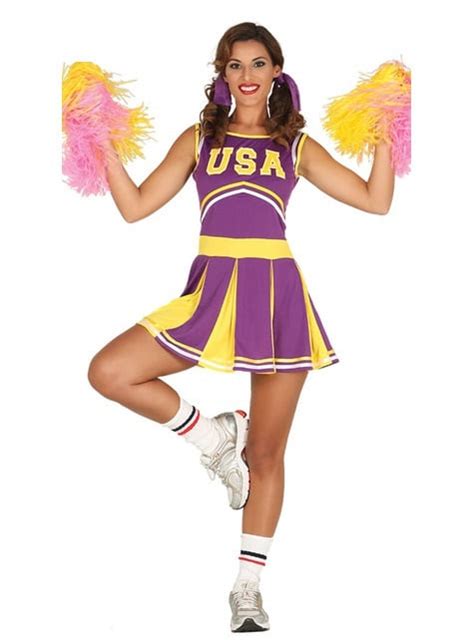 Purple And Yellow Cheerful Cheerleader Costume For Women The Coolest Funidelia