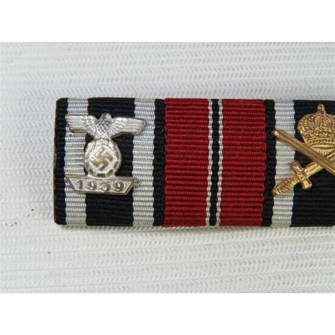 German Ww1 And 2 Officer Ribbon Bar 9 Awards