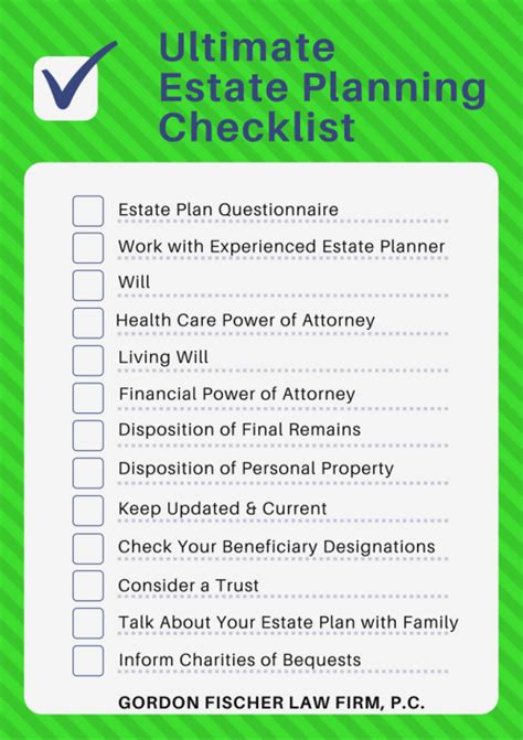Ultimate Estate Planning Checklist Gordon Fischer Law Firm