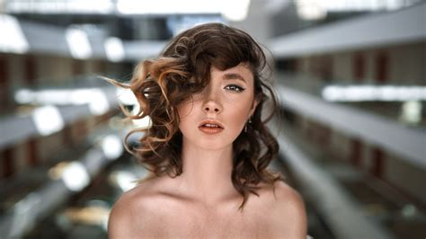 Wallpaper Id Portrait Face Curly Hair Disha Shemetova