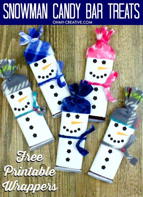 Download free printable holiday candy bar wrappers. Snowman Free Printable Candy Bar Wrapper Template - Oh My Creative
