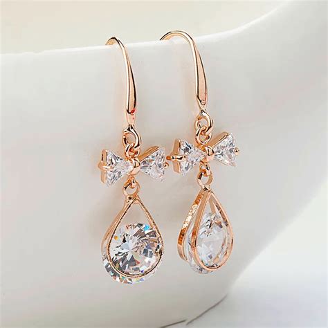 Clearance Sale Women Water Drop Earrings Delicate Women Dangle Earrings Female Classic Rose Gold