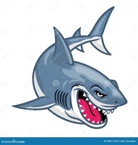 Cartoon Great White Shark Stock Vector Illustration Of Beach 229417145