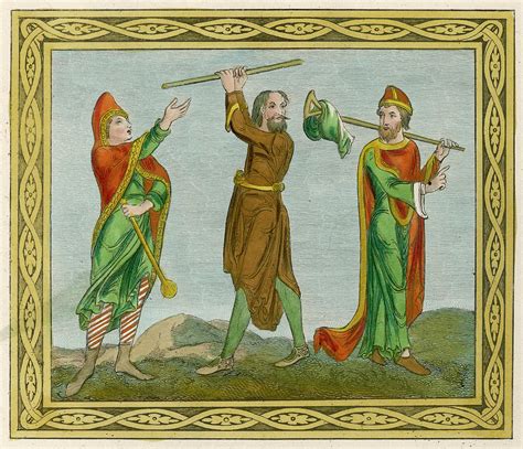 Three Anglo Norman Men In Outdoor Drawing By Mary Evans Picture Library