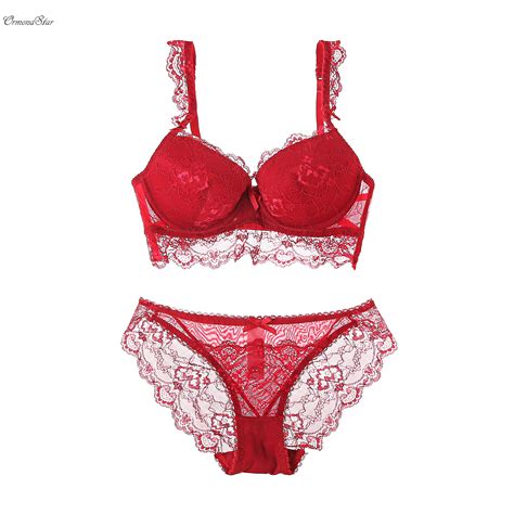 Summer Female Lingerie Sexy Lace Bras Red Gather Push Up Women Underwear Bra Set Girl