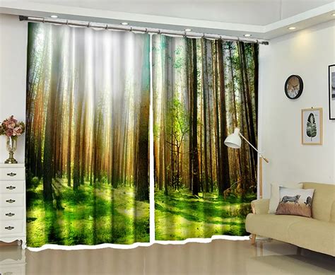 Customized Blackout Curtains Forest 3d Print Window Decorate Drapes For