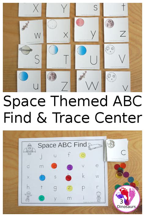 Easy To Use Space Abc Find And Tracing Printables 3 Dinosaurs