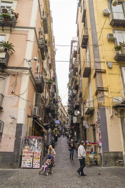 Narrow Street In The Historical Center Of Naples Editorial Stock Photo