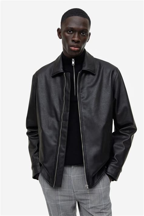 Faux Leather Jacket Black Men Handm Us