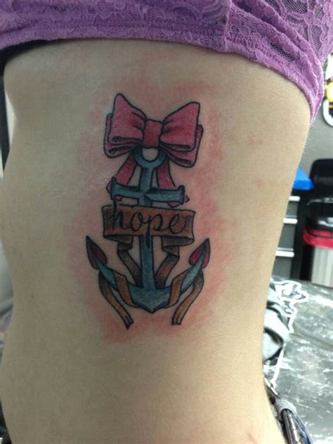 My Anchor Tattoo With Bow And Hope Banner