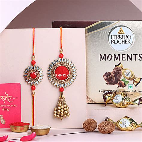 Buy Send Sneh Bandhni Bhaiya Bhabhi Rakhi With Ferrero Rocher Online Fnp