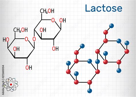 Vetor De Lactose Milk Sugar Molecule It Is A Disaccharide Structural