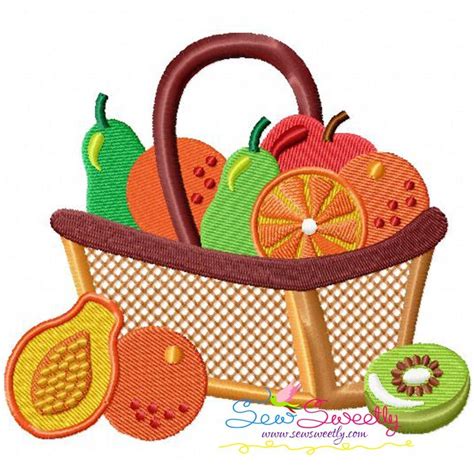 The basket is a container usually made of woven plant fibers. Colorful Fruit Basket-10 Machine Embroidery Design