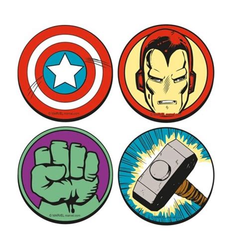 Official Marvel Superheroes Coaster Set Logos Buy Online On Offer