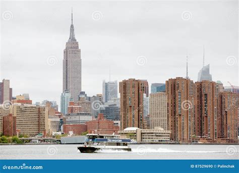 Manhattan Skyline Panorama With Empire State Building Editorial Image
