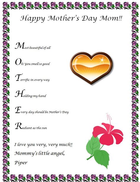 Happy Mothers Day Acrostic K 5 Technology Lab In 2023 Mothers Day