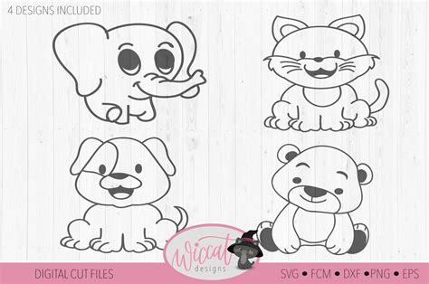 Cute Coloring Animal Cut Files Collection Baby Animals