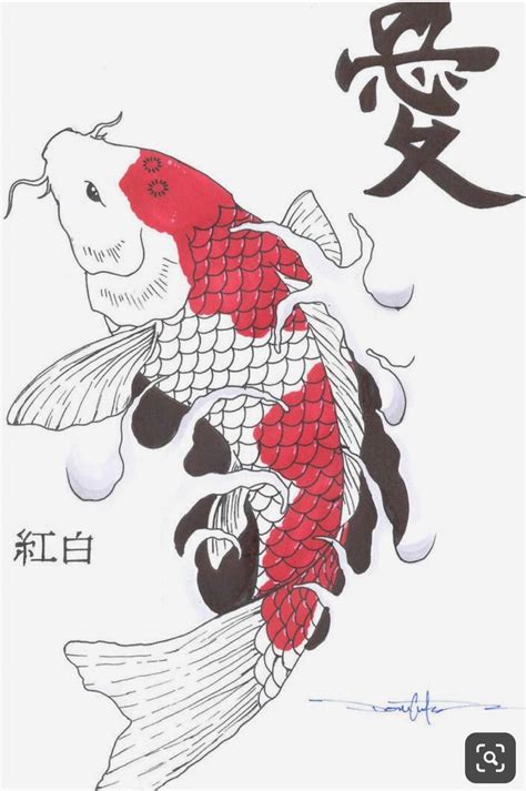 Pin De Leternitat En Carpa Japonesa Pez Koi Dibujo Ilustración De