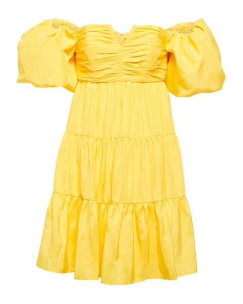 Rebecca Vallance Izzy Silk Taffeta Minidress In Yellow Lyst Uk