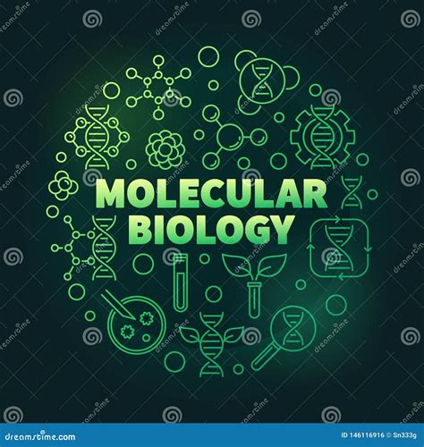 Vector Molecular Biology Round Green Line Illustration Stock Vector