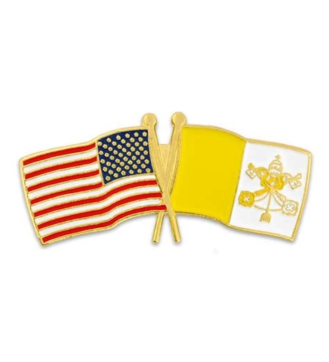 Pinmarts Usa And Vatican City Crossed Friendship Flag Enamel Lapel Pin
