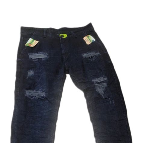 Regular Fit Ribbed Men Dark Blue Ripped Jeans Fod Denim At Rs 600